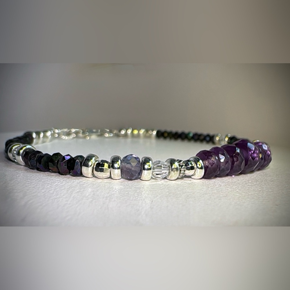 💜Custom💜Color Changing Alexandrite  •Sterling Silver Bracelet - Picture 9 of 10